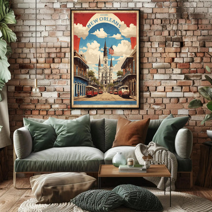 New Orleans Iconic Cathedral and Street Scene Poster