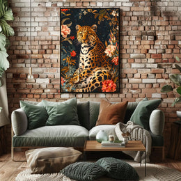 Majestic Leopard Wall Art in Bloom Print