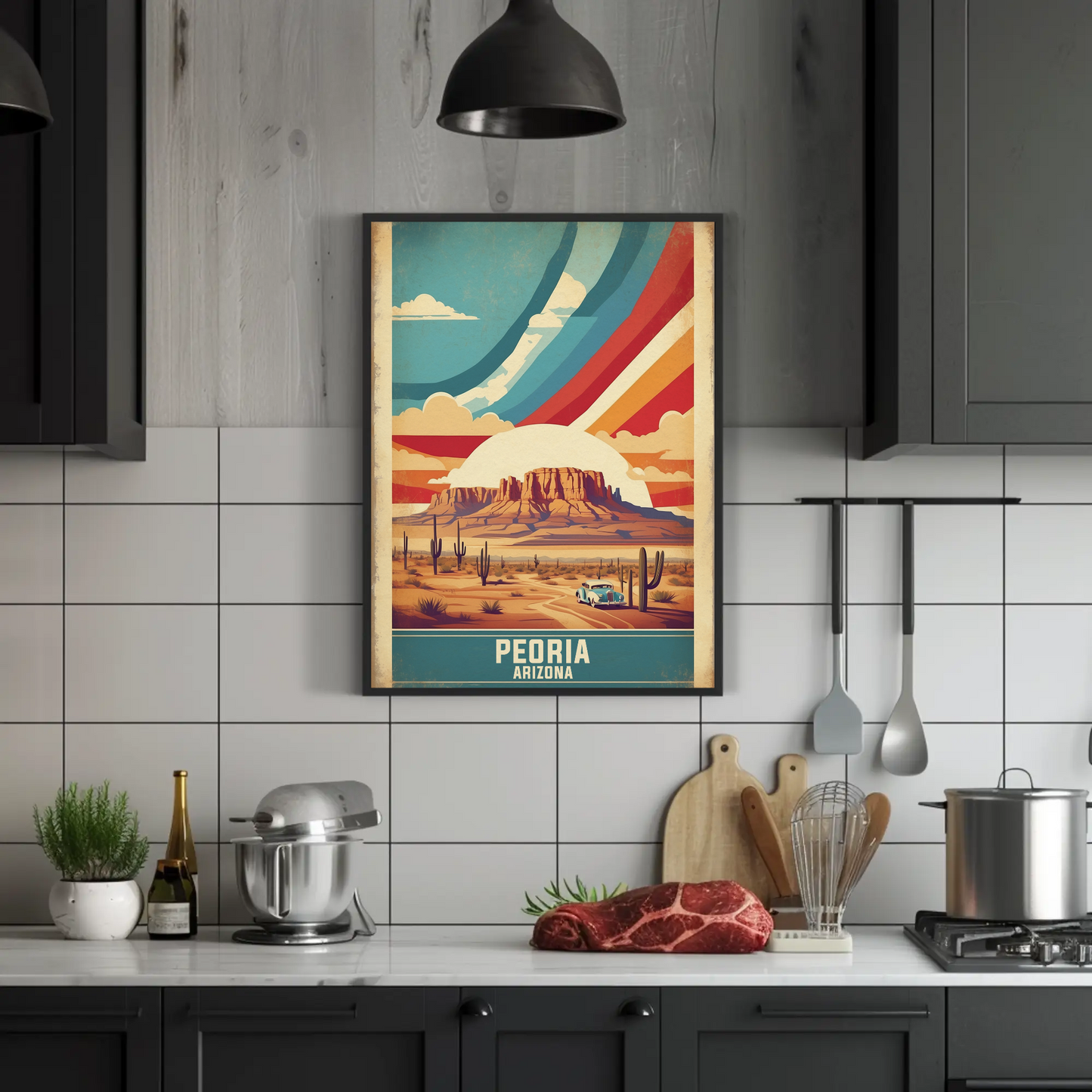 Peoria Arizona Desert Drive Vintage Travel Poster