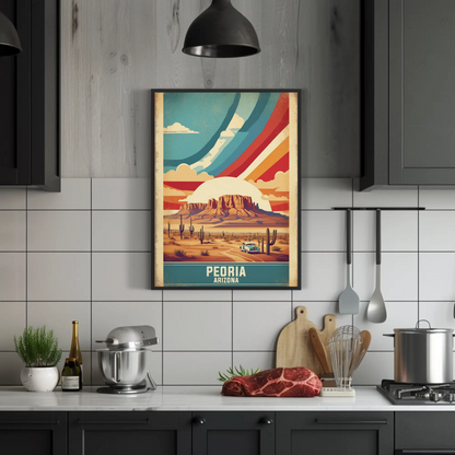 Peoria Arizona Desert Drive Vintage Travel Poster
