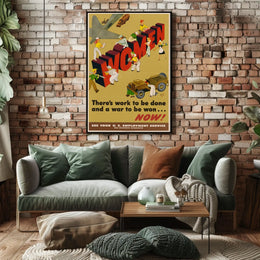 Women Empowerment WWII Patriotic Propaganda Poster