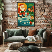Santa's Whimsical Christmas Fishing Adventure Poster