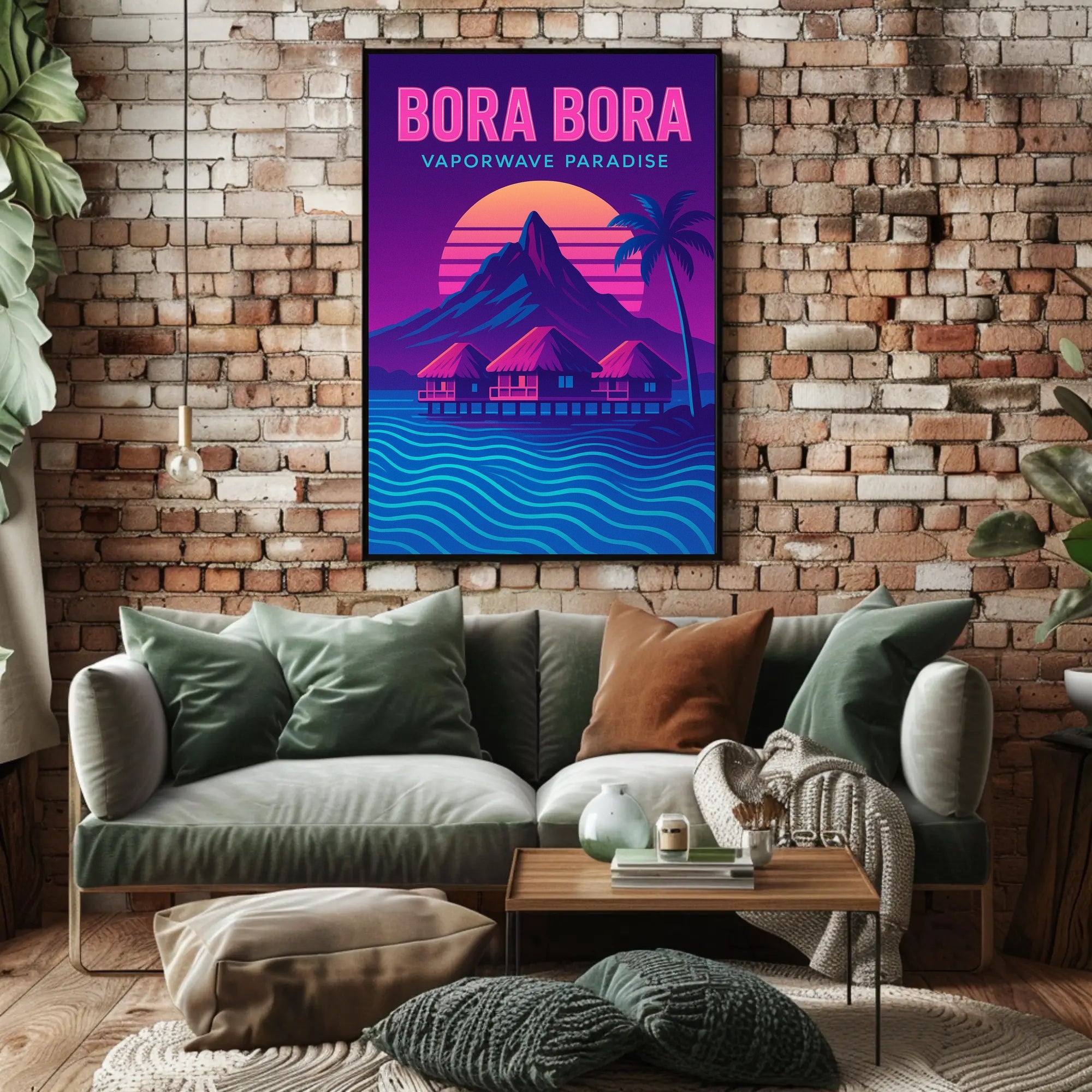 Bora Bora Vaporwave Paradise Travel Poster PosterGoat