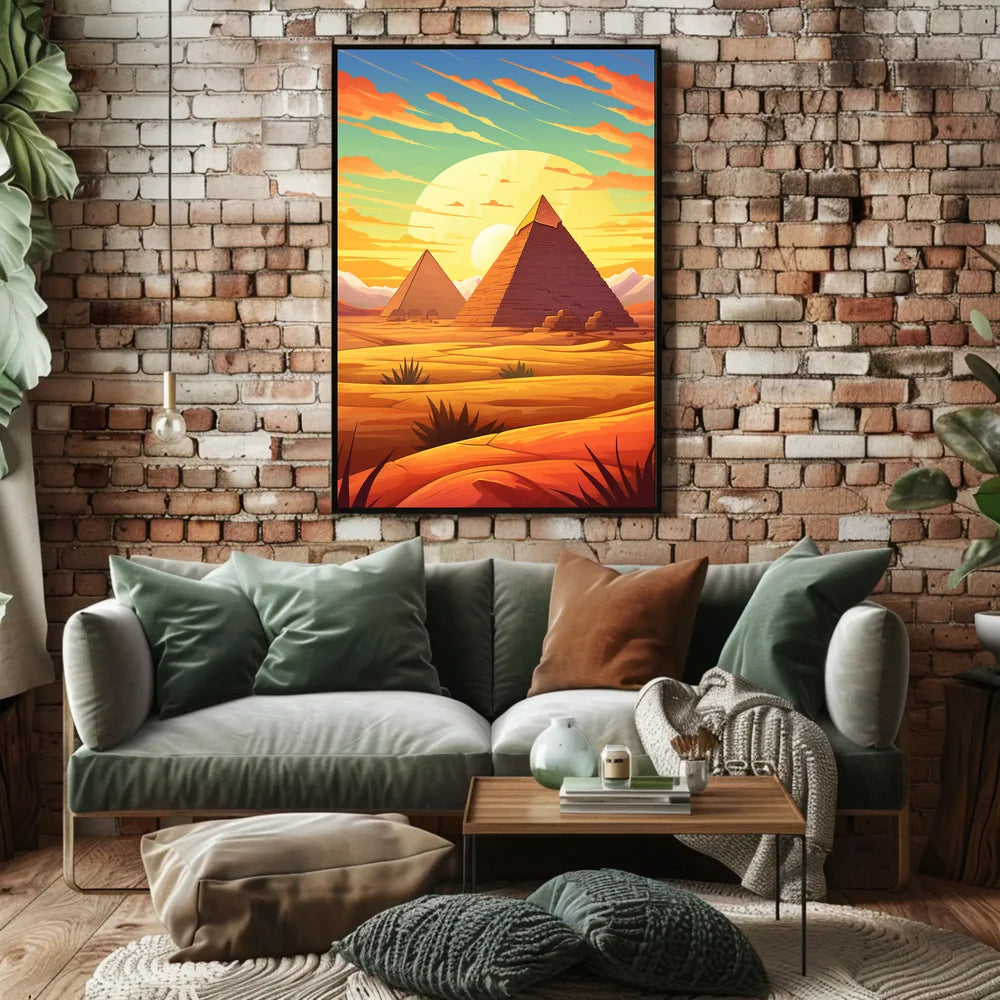 Egyptian Pyramids Sunset Surrealism Art Poster Print