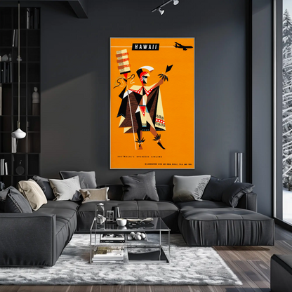 Hawaii Abstract Warrior Airline Promo Art Travel Poster