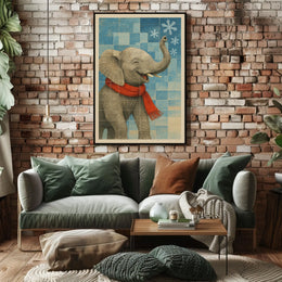 Winter Elephant Delight Poster