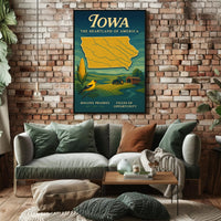 Iowa Heartland Vintage Travel Poster
