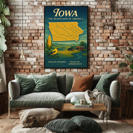 Iowa Heartland Vintage Travel Poster