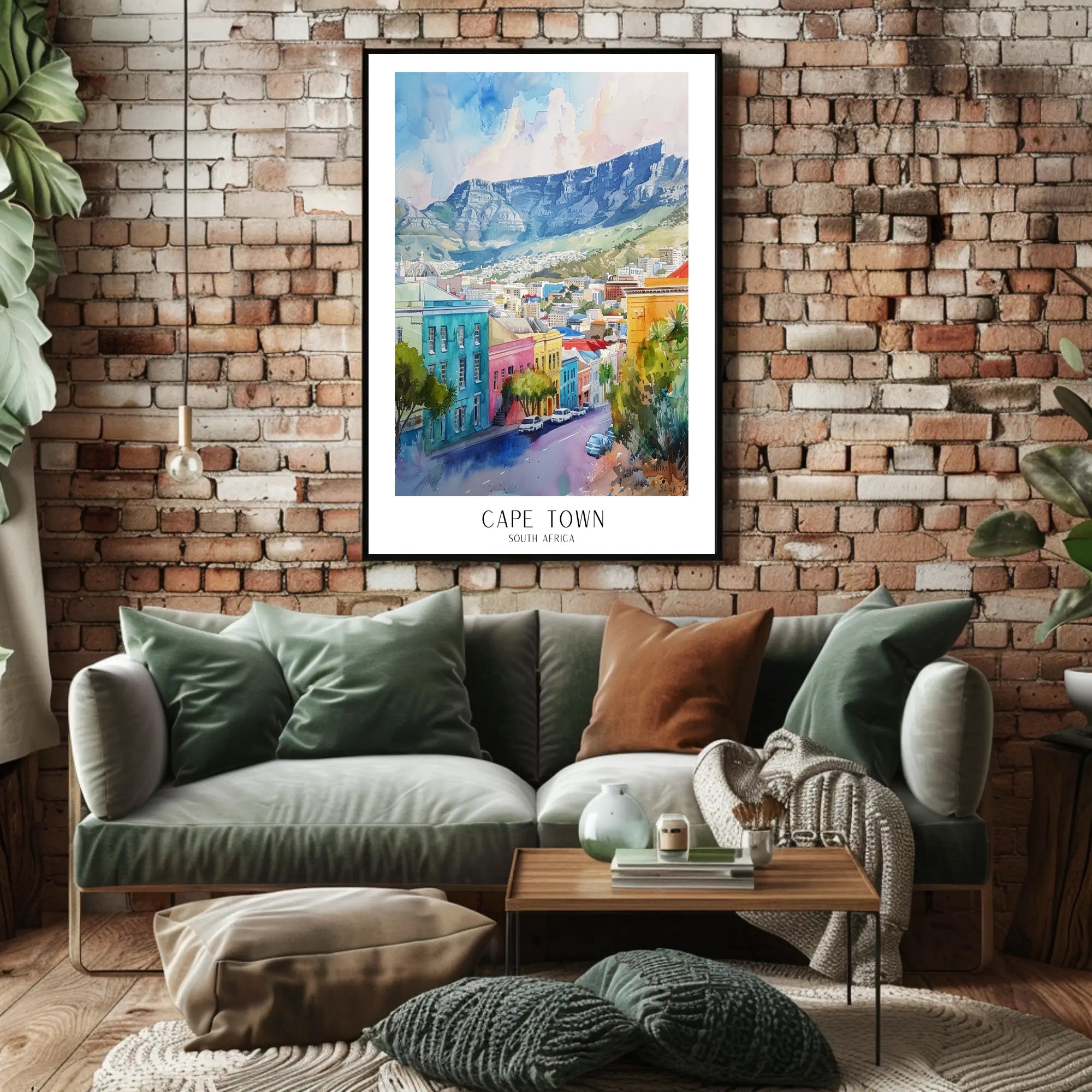 Cape Town Cityscape Watercolor Art Poster Urban or Cityscape Poster PosterGoat