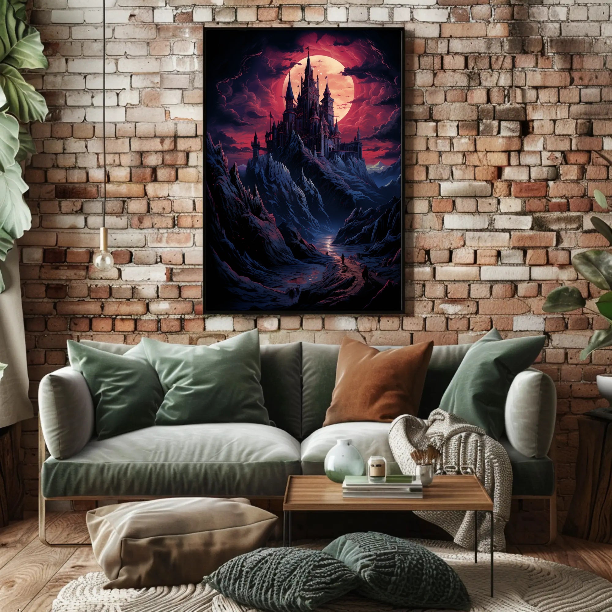 Enchanted Castle Under A Blood Moon Poster