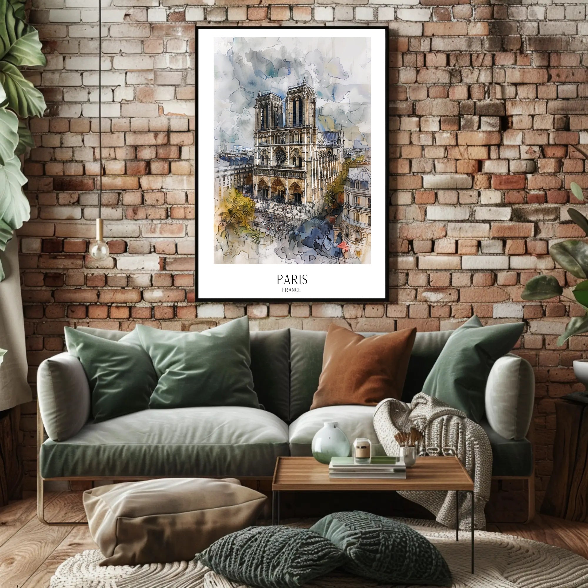 Notre-Dame Paris Watercolor Scene Urban or Cityscape Poster PosterGoat