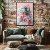 Floating Pagoda In The Clouds Poster PosterGoat