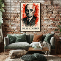 Truman Watercolor Art Historic Presidential Poster