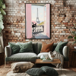 Paris Balcony View Poster Romantic Parisian Wall Art