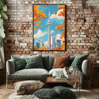 Toronto CN Tower Autumn Skyline Poster Art