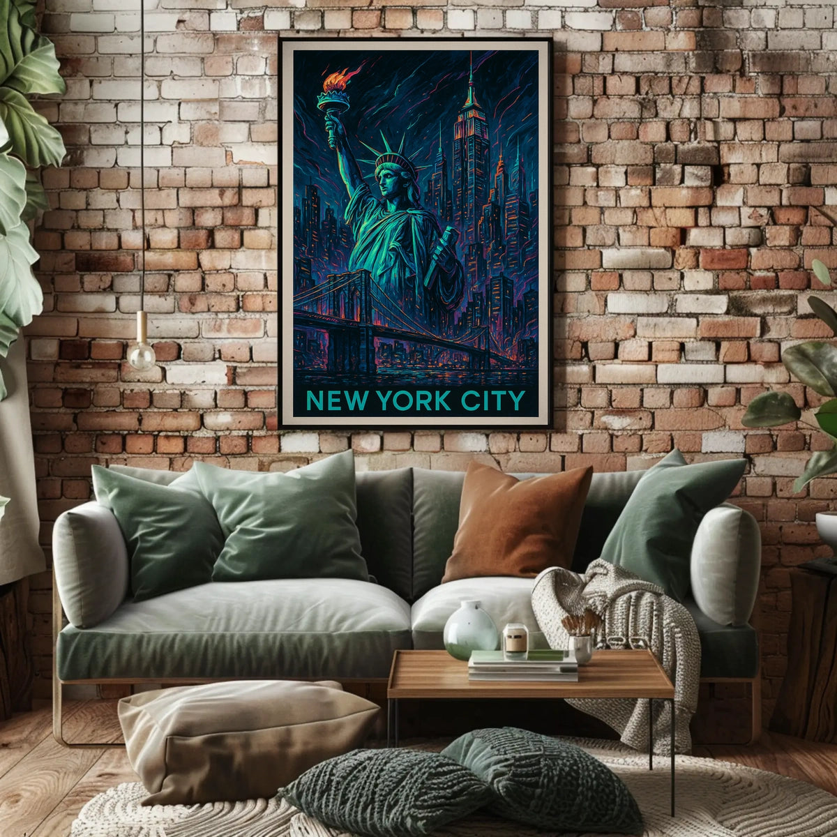New York City Poster Modern Neon Travel Cityscape Wall Art
