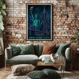New York City Poster Modern Neon Travel Cityscape Wall Art