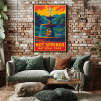 Hot Springs National Park Vintage Fountain Serenity Sunrise Escape Impressionism Poster