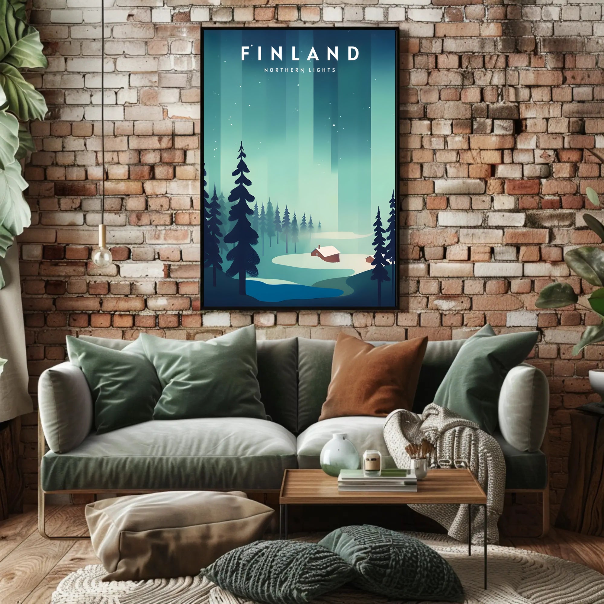 Northern Lights Finnish Wilderness Travel Poster