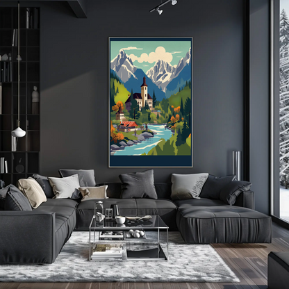 Mountain River Hamlet In Autumn Colors Travel Poster