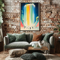 Serene Waterfall Poster Colorful Minimalist Wall Art