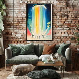 Serene Waterfall Poster Colorful Minimalist Wall Art