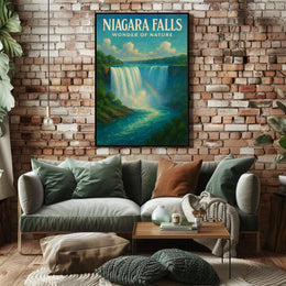 Niagara Falls Wonder Vintage Travel Poster