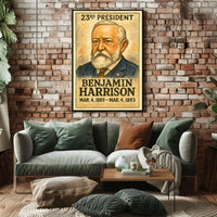 Benjamin Harrison 23rd President of the United States Exaggerated Cartoon Sketch Poster