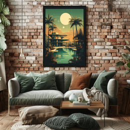 Retro-Futuristic Oasis Retro Poster PosterGoat
