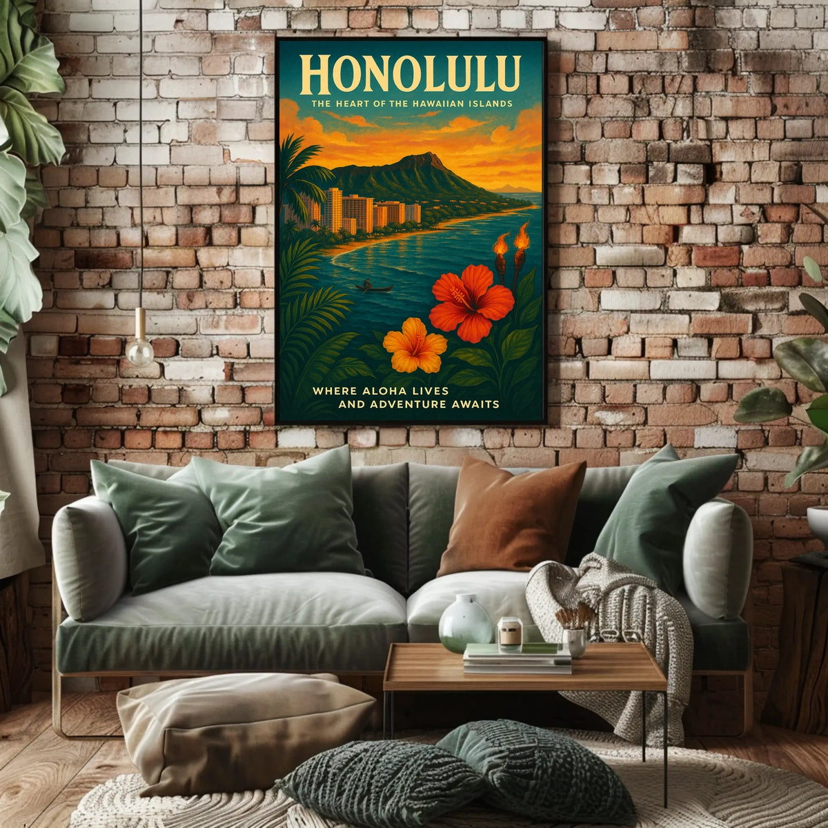 Honolulu Adventure Vintage Travel Poster Art