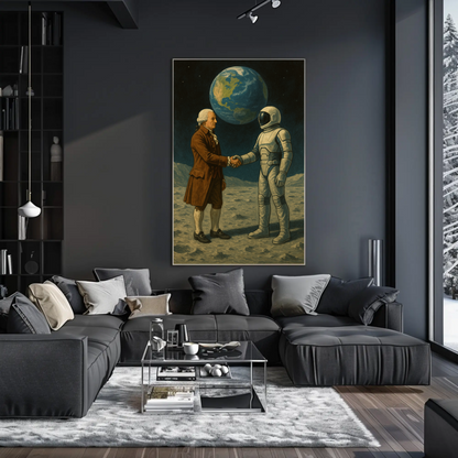 George Washington Meets Astronaut Vintage Poster