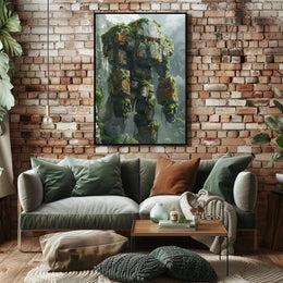 Futuristic Mech in Nature Reclamation Sci-Fi Poster