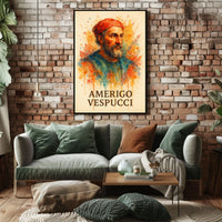 Amerigo Vespucci Watercolor Portrait Poster Art