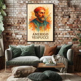 Amerigo Vespucci Watercolor Portrait Poster Art