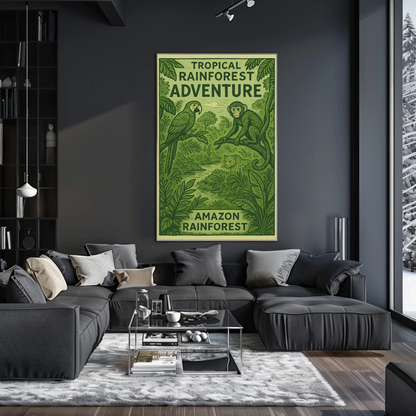 Amazon Rainforest Monkey Parrot Jungle Poster Poster