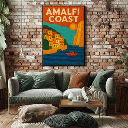 Amalfi Coast Poster Wall Art Scenic Travel Print Collectible