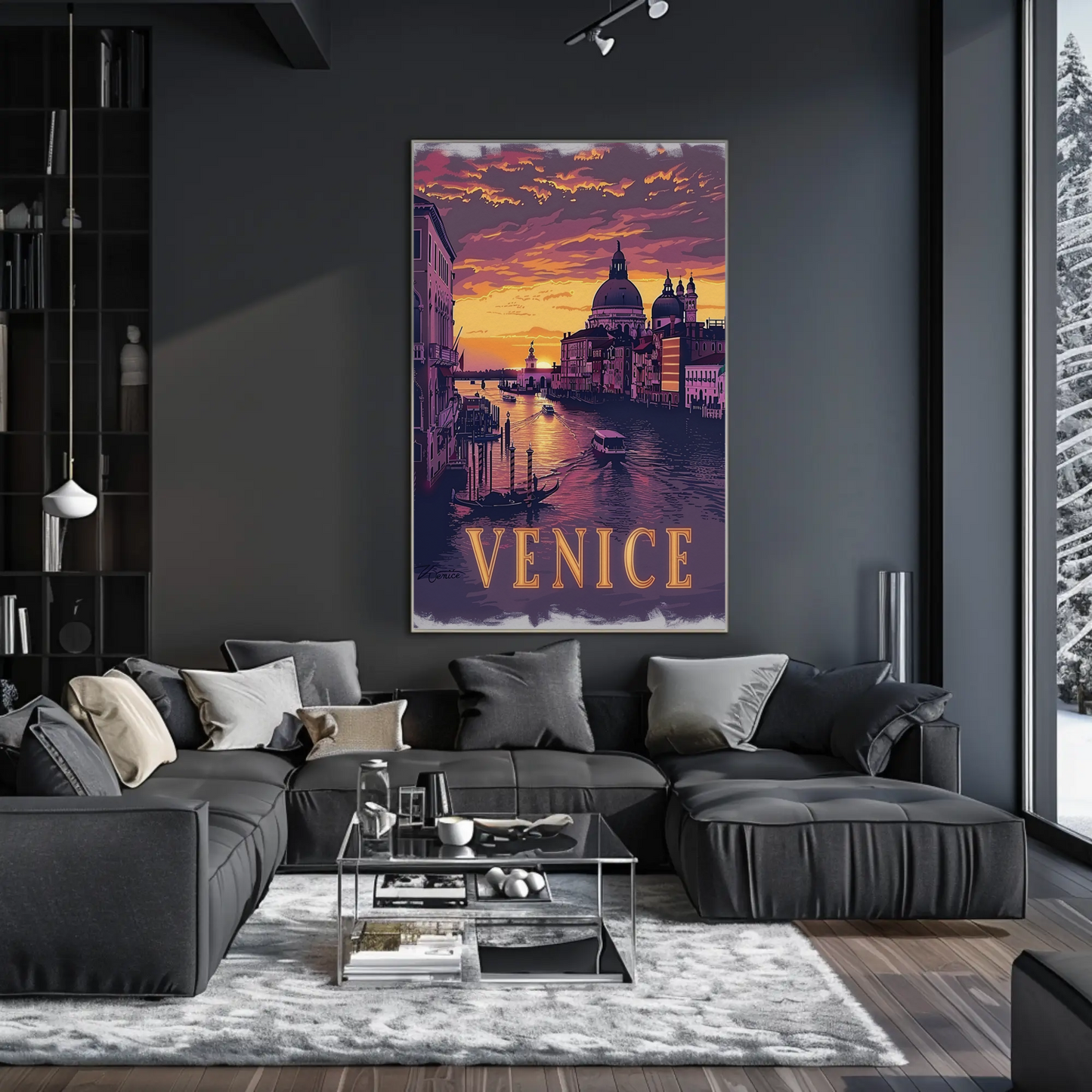 Venice Italy Grand Canal Sunset Travel Poster