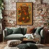 Festive Bear With Holiday Lights Poster