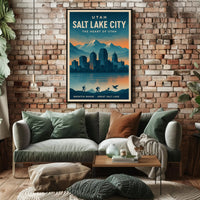 Salt Lake City Travel Poster Vintage Wall Art Print