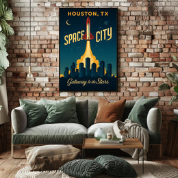 Houston Space Shuttle Launch Poster Space or Astronomy Poster