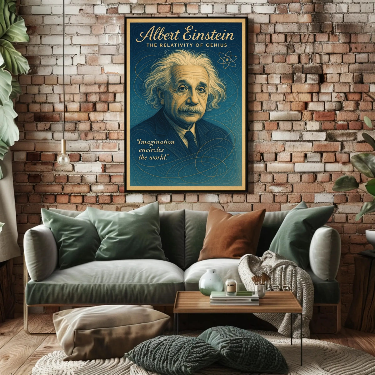 Albert Einstein Inspirational Genius Vintage Art Poster