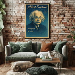 Albert Einstein Inspirational Genius Vintage Art Poster