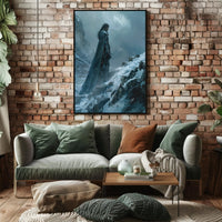 Solitary Warrior in Snow: Epic Fantasy or Mythology Poster PosterGoat