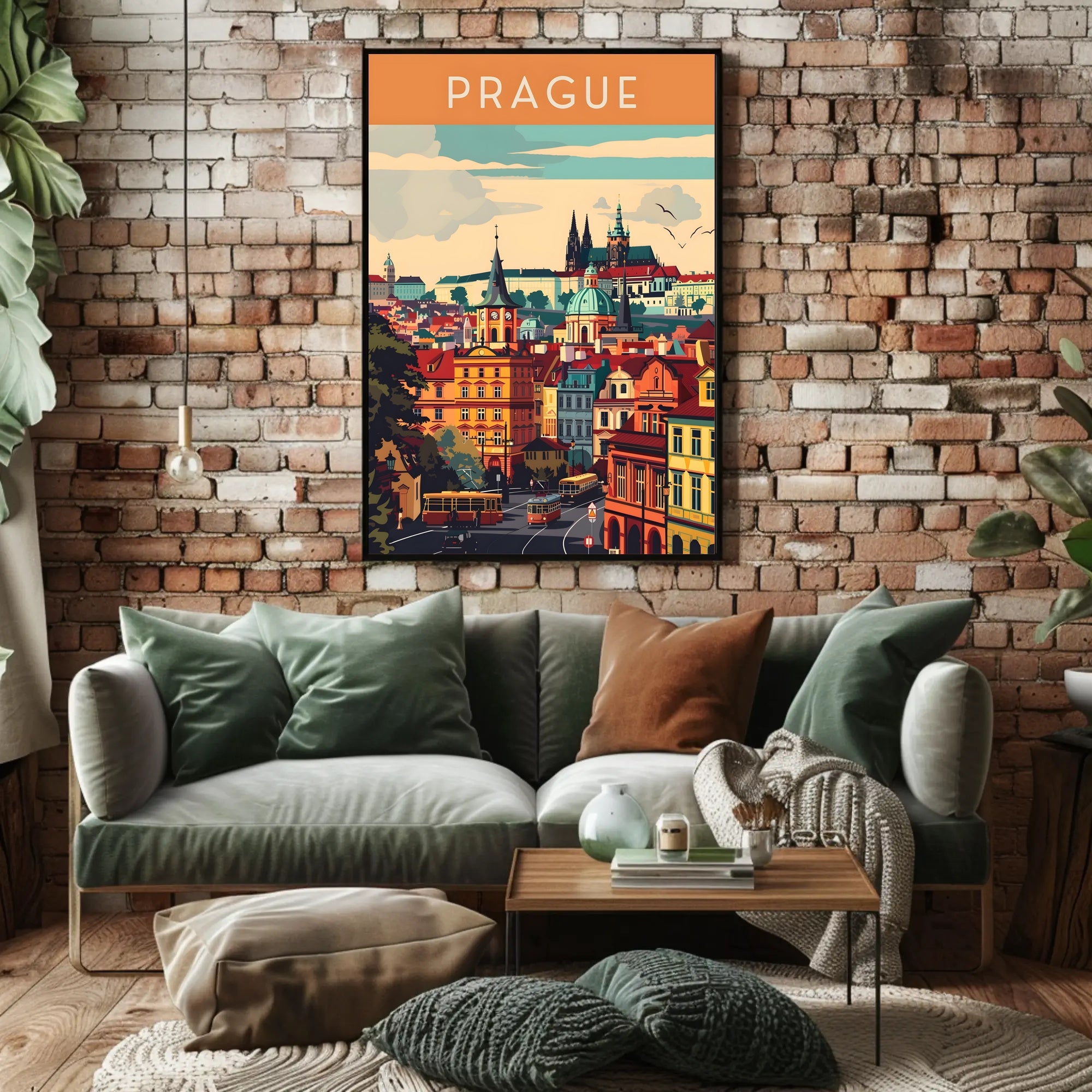 Prague Cityscape Architectural Art Print - Travel Poster