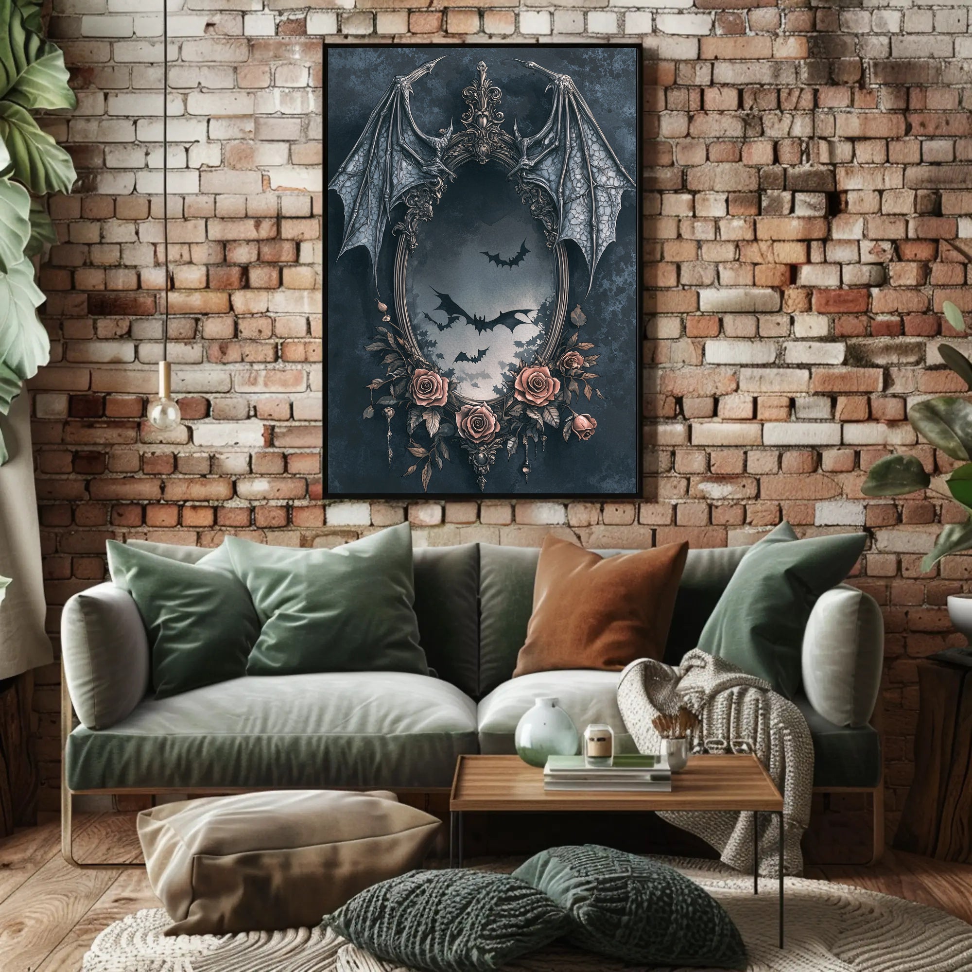 Gothic Elegance Mirror Of Bats Poster