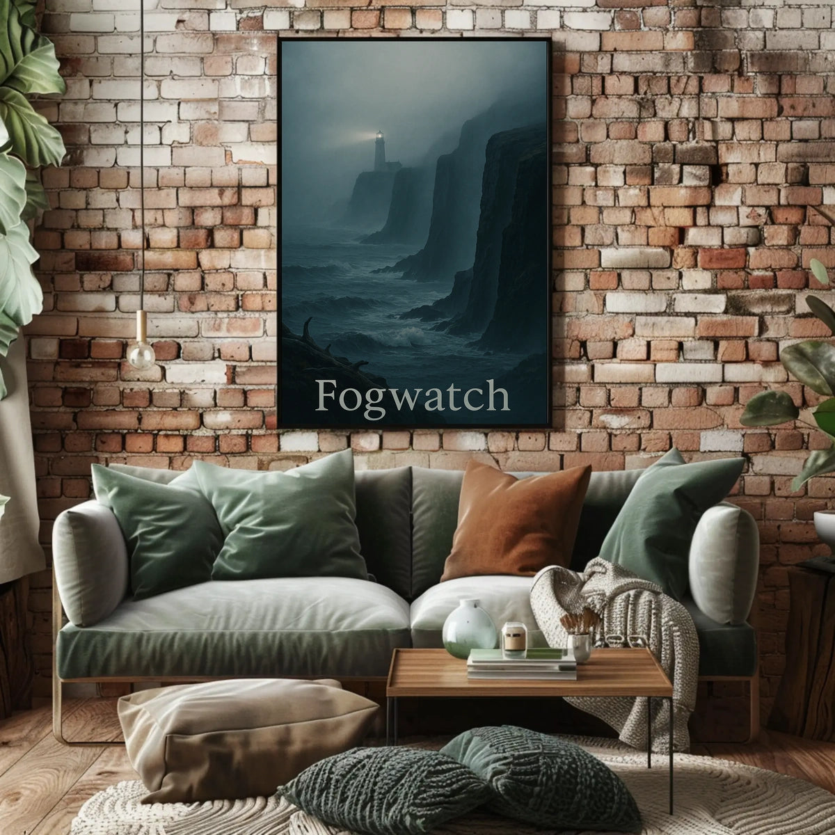 Fogwatch: Coastal Solitude Lighthouse Atmospheric Artistic Poster