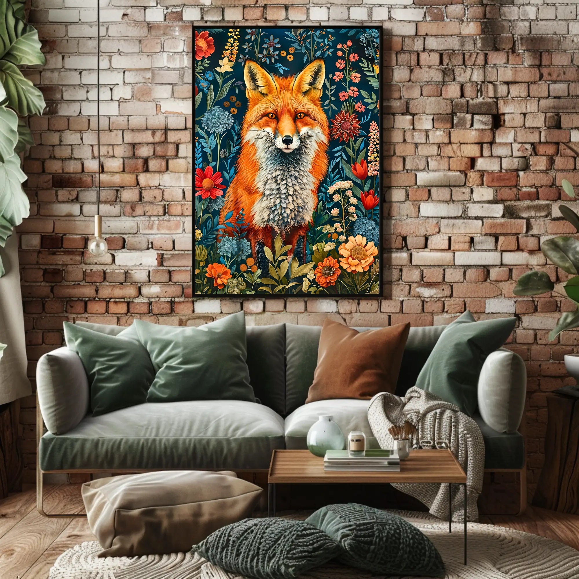 Majestic Fox Amongst Flowers: Enchanting Animal Poster