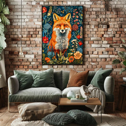 Majestic Fox Amongst Flowers: Enchanting Animal Poster