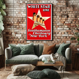 White Star Line Ocean Liner Poster Vintage Wall Art