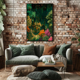 Enchanted Night Forest Fantasy with Stars Poster